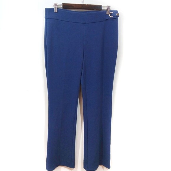 Chico's Dark Blue Flared Business/Career Pants Grommet Accent - Picture 3 of 11